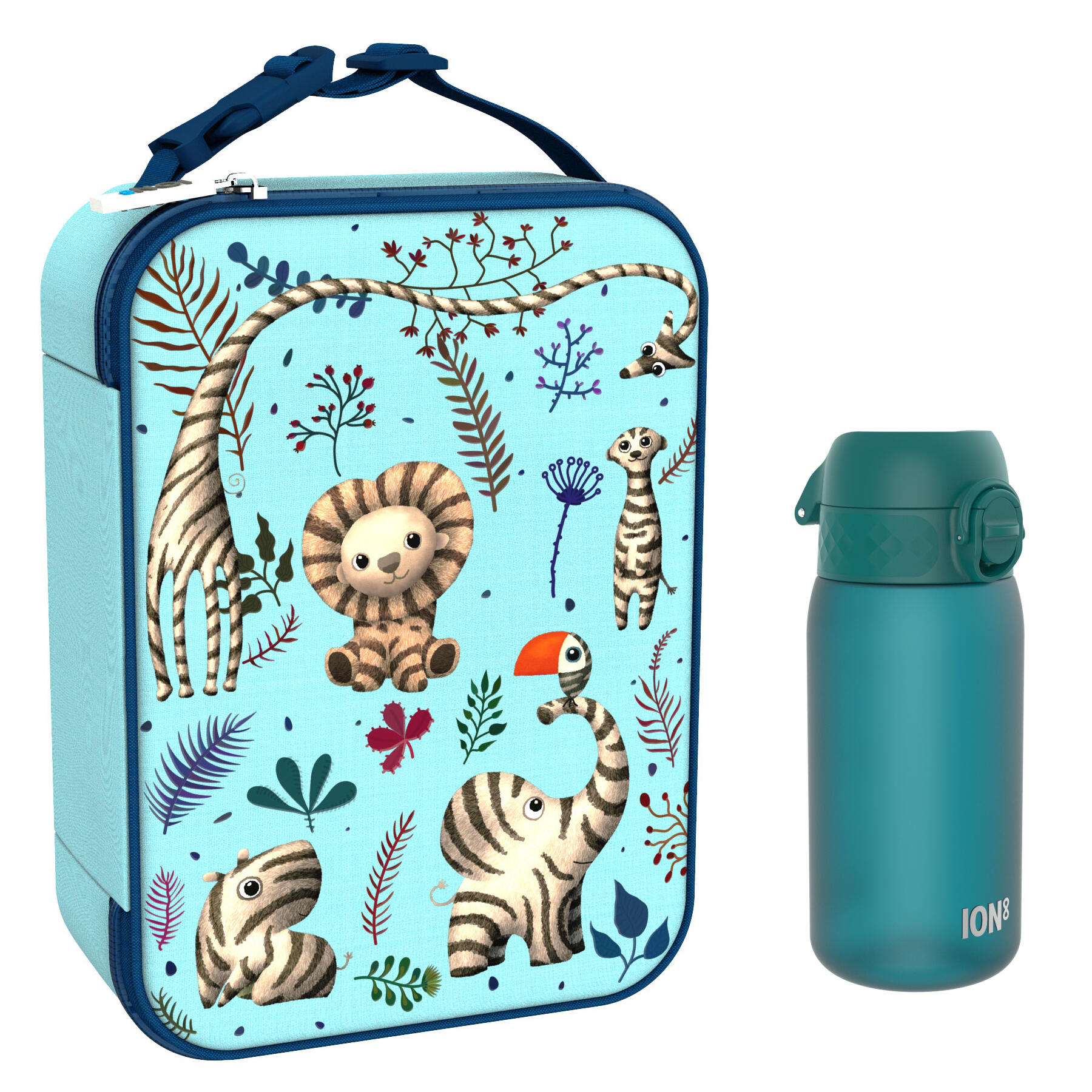 Zestaw Śniadaniowy Do Przedszkola Ion8 Zebra Fan 12: Lunchbag I8Lbbzebfan I Butelka Ion8 I8Rf350Aqu