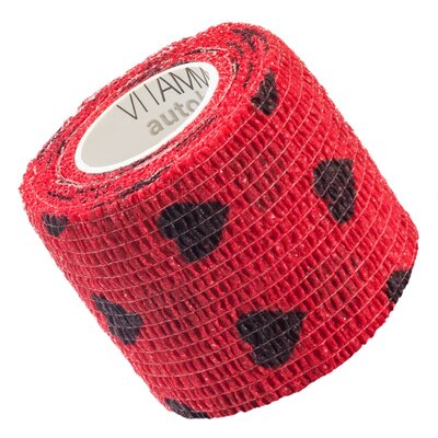 Vitammy Autoband serduszka czarne 5cm x 450cm Elastyczny bandaż kohezyjny samoprzylepny