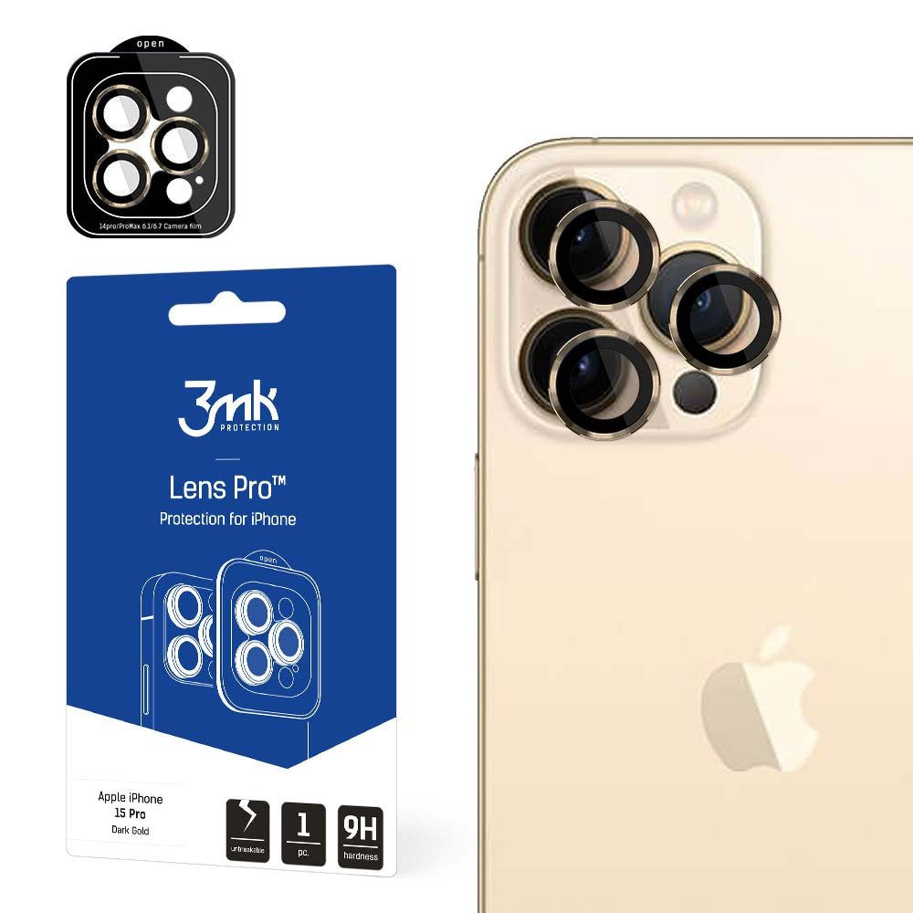 3mk Lens Protection Pro do iPhone 15 Pro Dark Gold - darmowy odbiór w 22 miastach i bezpłatny zwrot Paczkomatem aż do 15 dni