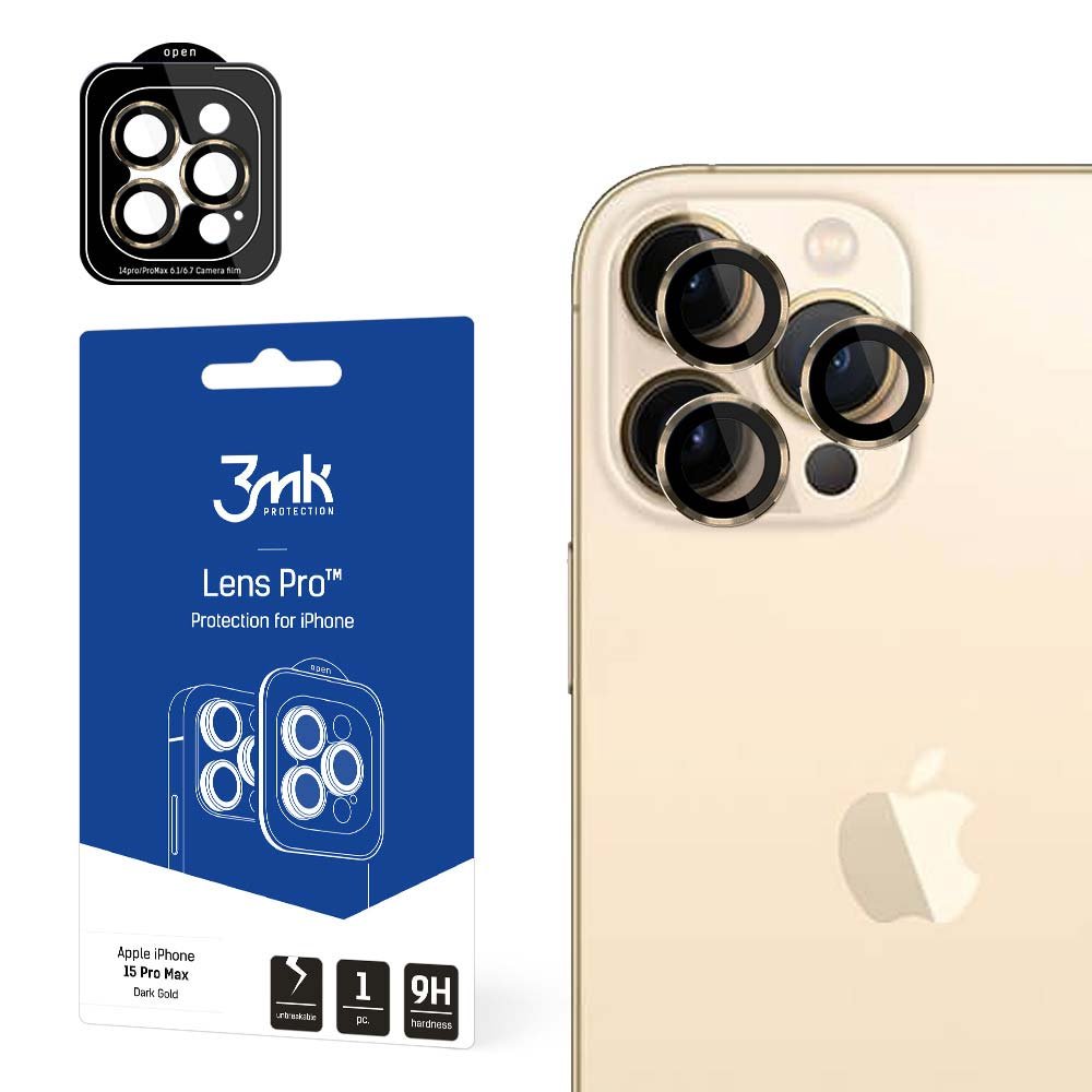 3mk Lens Protection Pro do iPhone 15 Pro Max Dark Gold - darmowy odbiór w 22 miastach i bezpłatny zwrot Paczkomatem aż do 15 dni