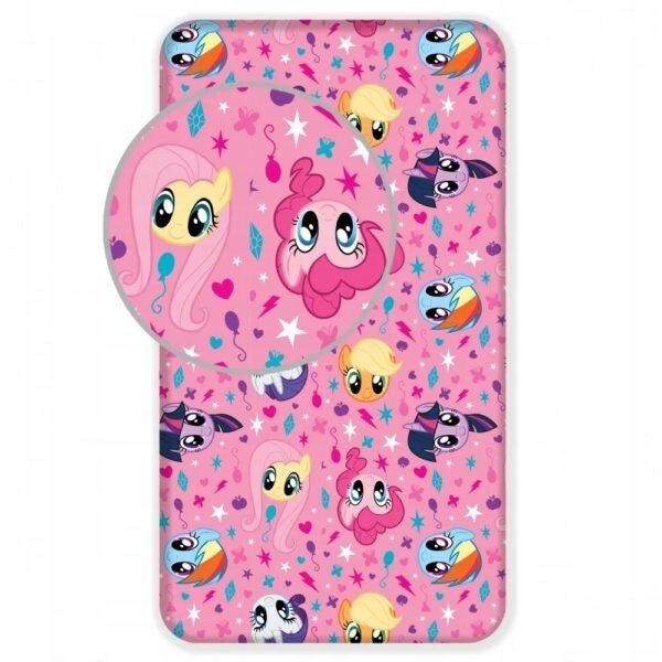 Prześcieradło bawełniane z gumką 90x200 My Little Pony dla dziewczynki róż