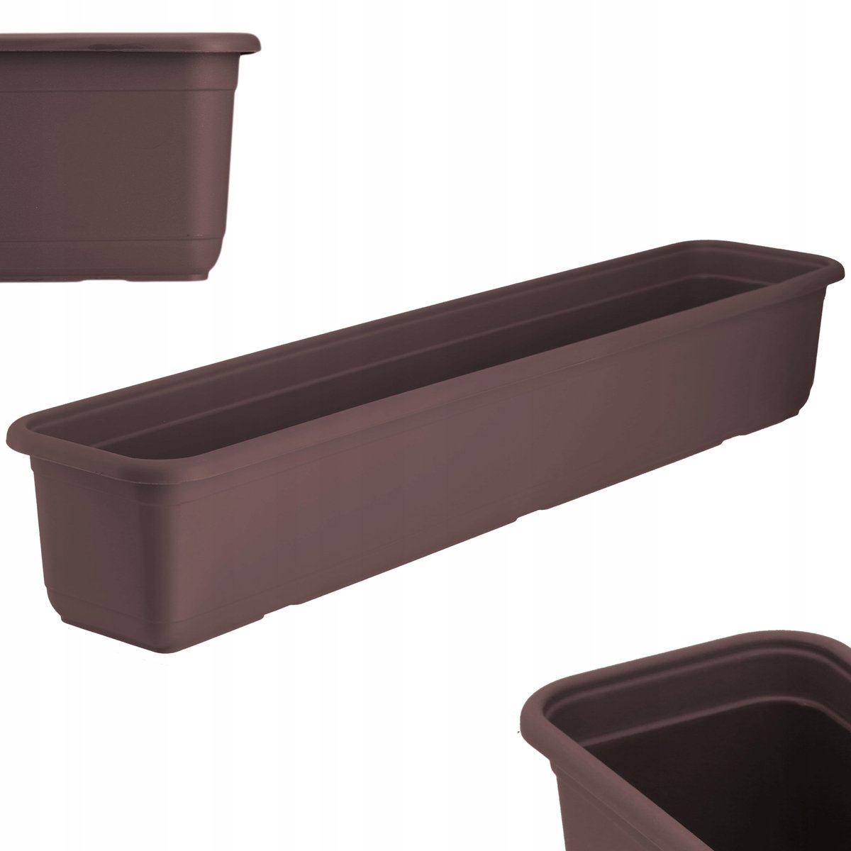 Skrzynka balkonowa Evron 80 cm, brązowa mat