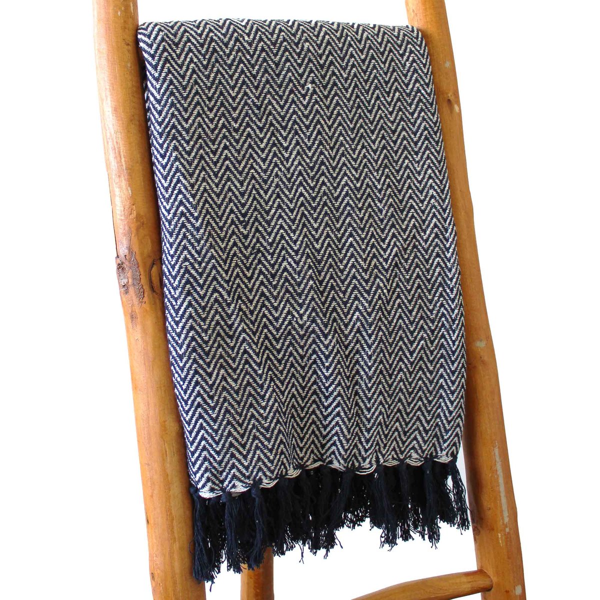 Komfortowa Narzuta Boho - 140x200 cm - 100% bawełny Granatowy