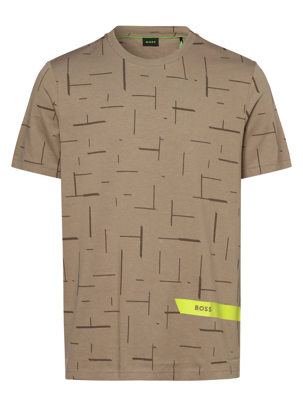 BOSS Green - T-shirt męski  Tee 3, brązowy|szary