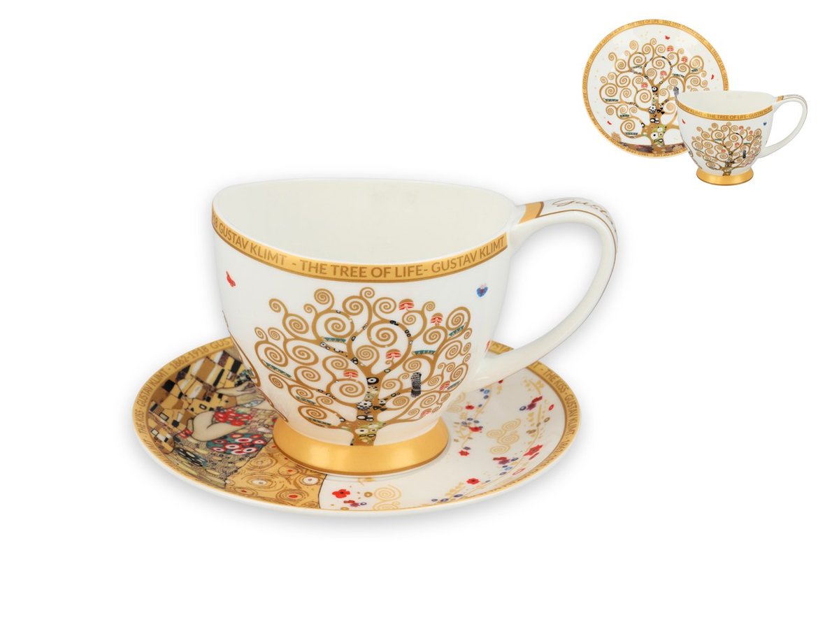 Filiżanka Espresso Vanessa - G. Klimt, Drzewo Życia, Białe Tło (Carmani)