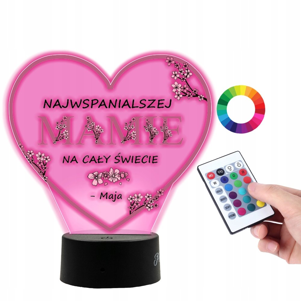 Lampka z Nadrukiem Statuetka Prezent Dzień Mamy