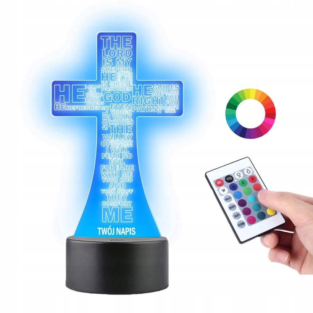 Lampka na Biurko Statuetka Krzyż Modlitwa Grawer