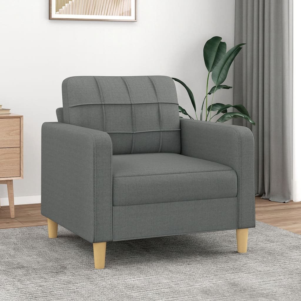 vidaXL Fotel, ciemnoszary, 60 cm, obity tkaniną