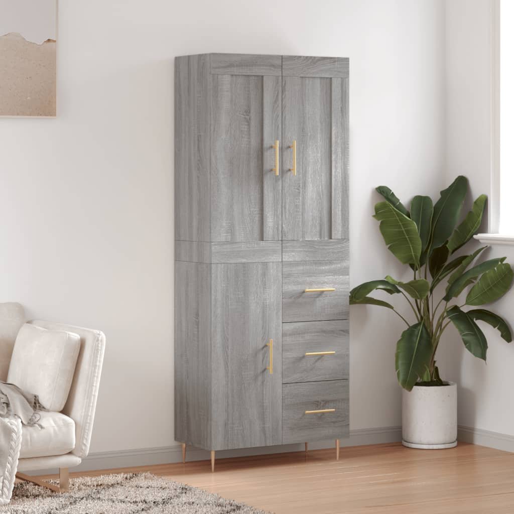 vidaXL Witrynka szary dąb sonoma 69,5x34x180cm materiał drewnopochodny