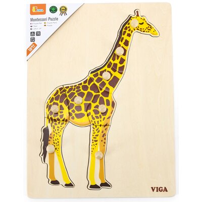 VIGA Toys Drewniane Puzzle Montessori Żyrafa z Pinezkami