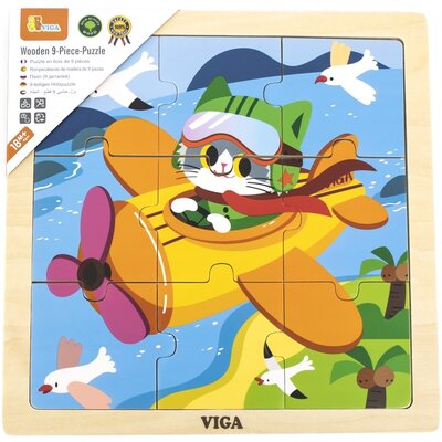 VIGA Poręczne Drewniane Puzzle Samolot 9 elementów