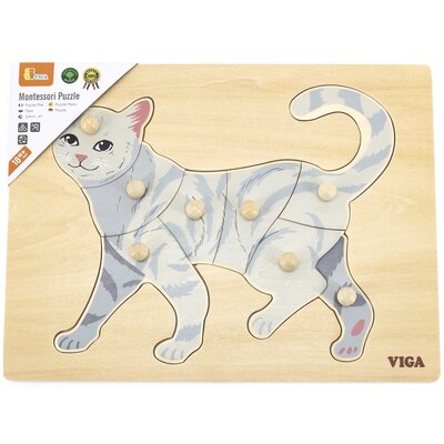 VIGA Toys Lumarko Drewniane Puzzle Montessori Kot Z Pinezkami 44612 Lek