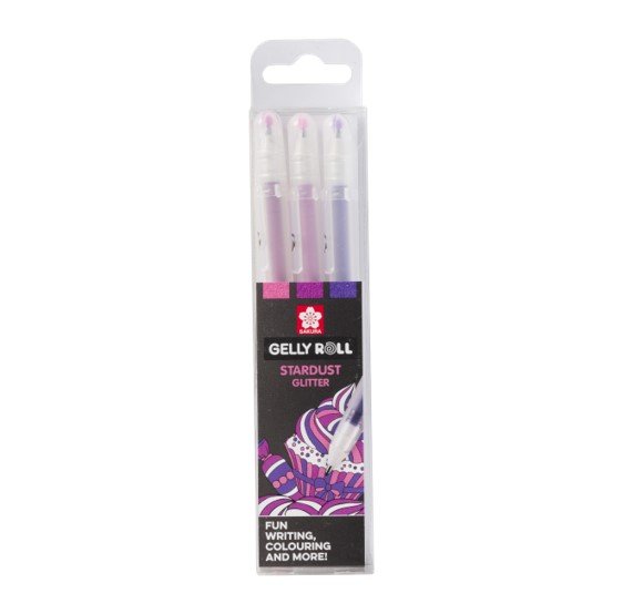 Długopisy żelowe, Gelly Roll Stardust, 3 sztuki, odcienie różu, Sakura