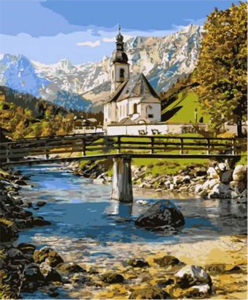 Norimpex Diamentowa mozaika Kościół przy rzece 40x30cm 1006776