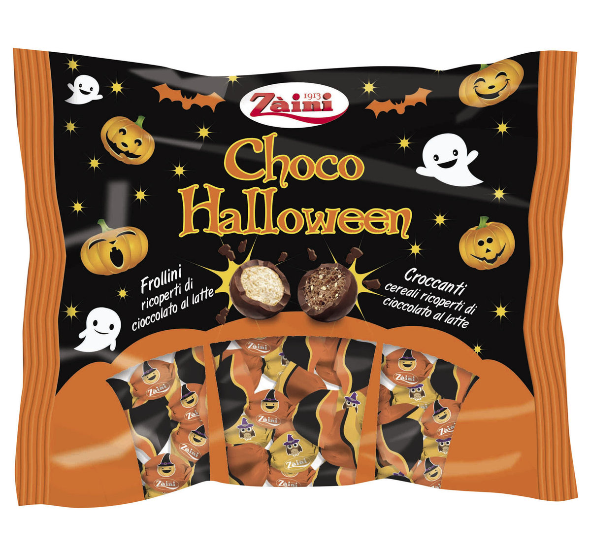 Zaini, chrupiące czekoladowe cukierki Choco Halloween, 125 g