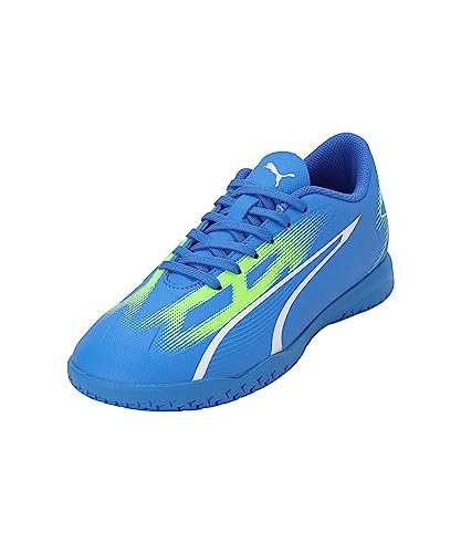 PUMA Unisex dziecięce buty piłkarskie Ultra Play It Jr, Ultra niebieski Puma biały Pro zielony