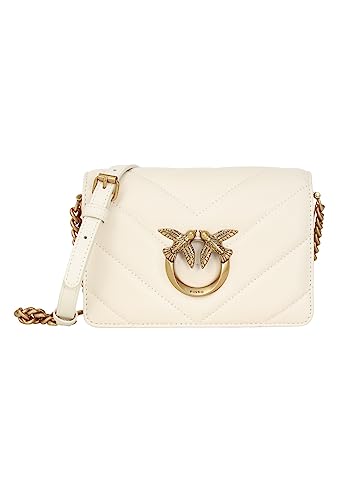 PINKO Damska owcza Nappa Love Click Mini SCHAFNAPPA BI, Z14q_bianco Seta-antique Gold