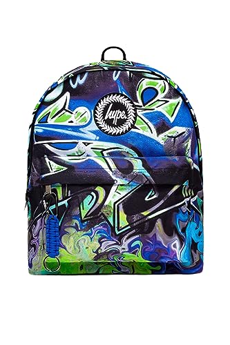 hype Plecaki do szkoły, domu, BTS, pracy, na weekendy, Wielokolorowy czarno-niebieski graffiti, Jeden rozmiar, Casual