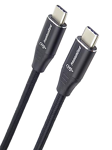 Przewód PREMIUMCORD USB-C M/M, 240W 480Mbps czarny oplot bawełniany, 2m