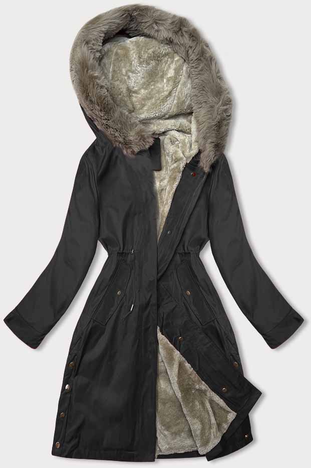 DAMSKA PARKA Z FUTERKIEM CZARNA (5M3180-392) - J STYLE