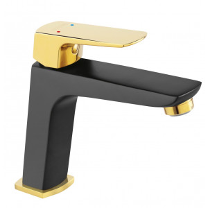 FERRO BVI2VLBLG VITTO VL bateria umywalkowa stojąca, korek z tworzywa click-clack, czarno / złota