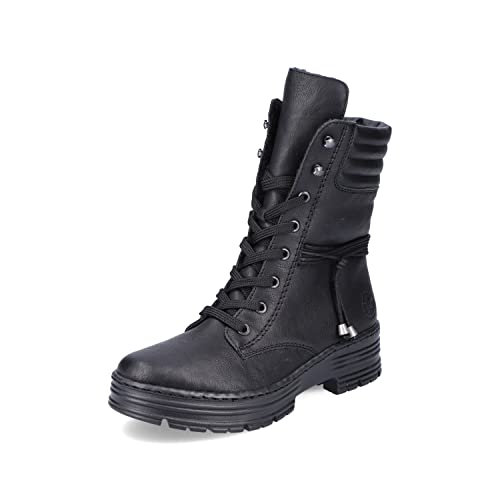 Rieker Damskie buty sznurowane X8521, damskie botki, luźna wkładka, Czarny 00, 41 EU