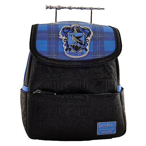 Loungefly - Harry Potter - Ravenclaw mini plecak i różdżka w kratę - ekskluzywny Amazon - urocza torba kolekcjonerska - pomysł na prezent - oficjalny towar - dla chłopców, dziewcząt, mężczyzn i kobiet