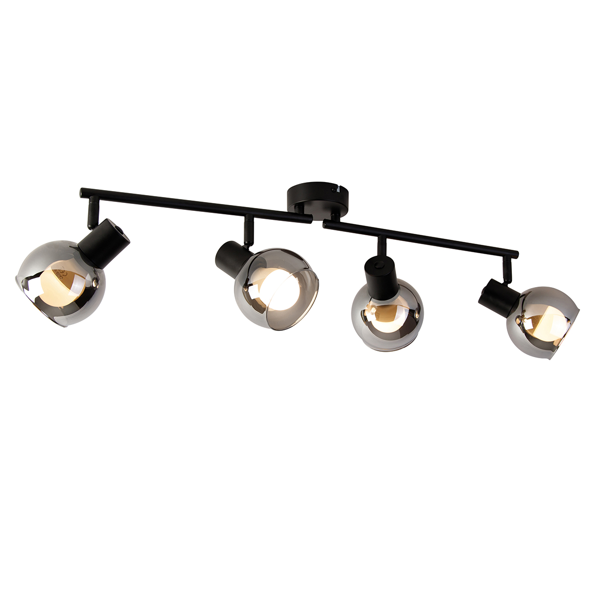 QAZQA Inteligentna lampa sufitowa czarna z dymionym szkłem w zestawie 4 WiFi P45 - Vidro