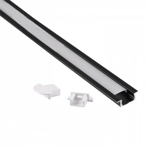 PROFIL aluminiowy wpuszczany czarny do TAŚMY LED 2 metry - zestaw
