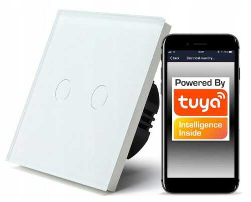 Bezprzewodowy włącznik światła WiFi Tuya podwójny