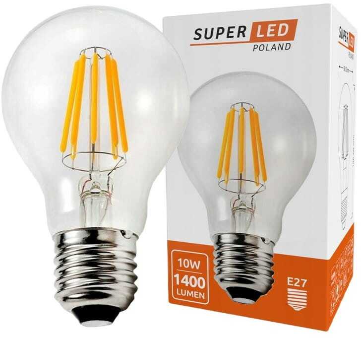 Żarówka LED E27 10W biała neutralna Filament kula