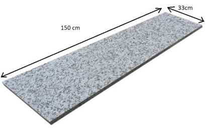 Stopnica granitowa szara płomieniowana G602 150x33x2 Bianco Sardo