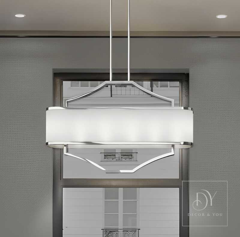 LAMPA WISZĄCA GERDO OVALE CROMO srebrna oprawa biały klosz styl glamour-