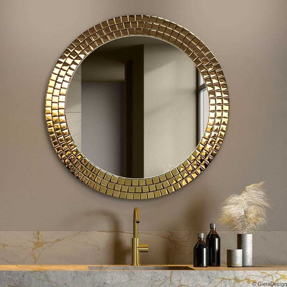 LUSTRO ŚCIENNE Aurora Gold Okrągłe Złote Glamour