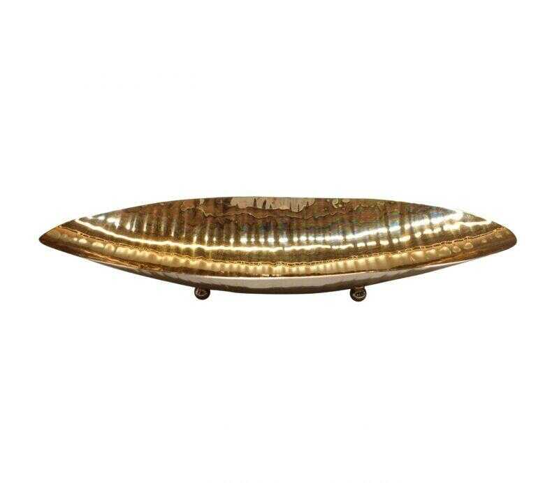 PATERA DEKORACYJNA złota w kształcie liścia styl glamour