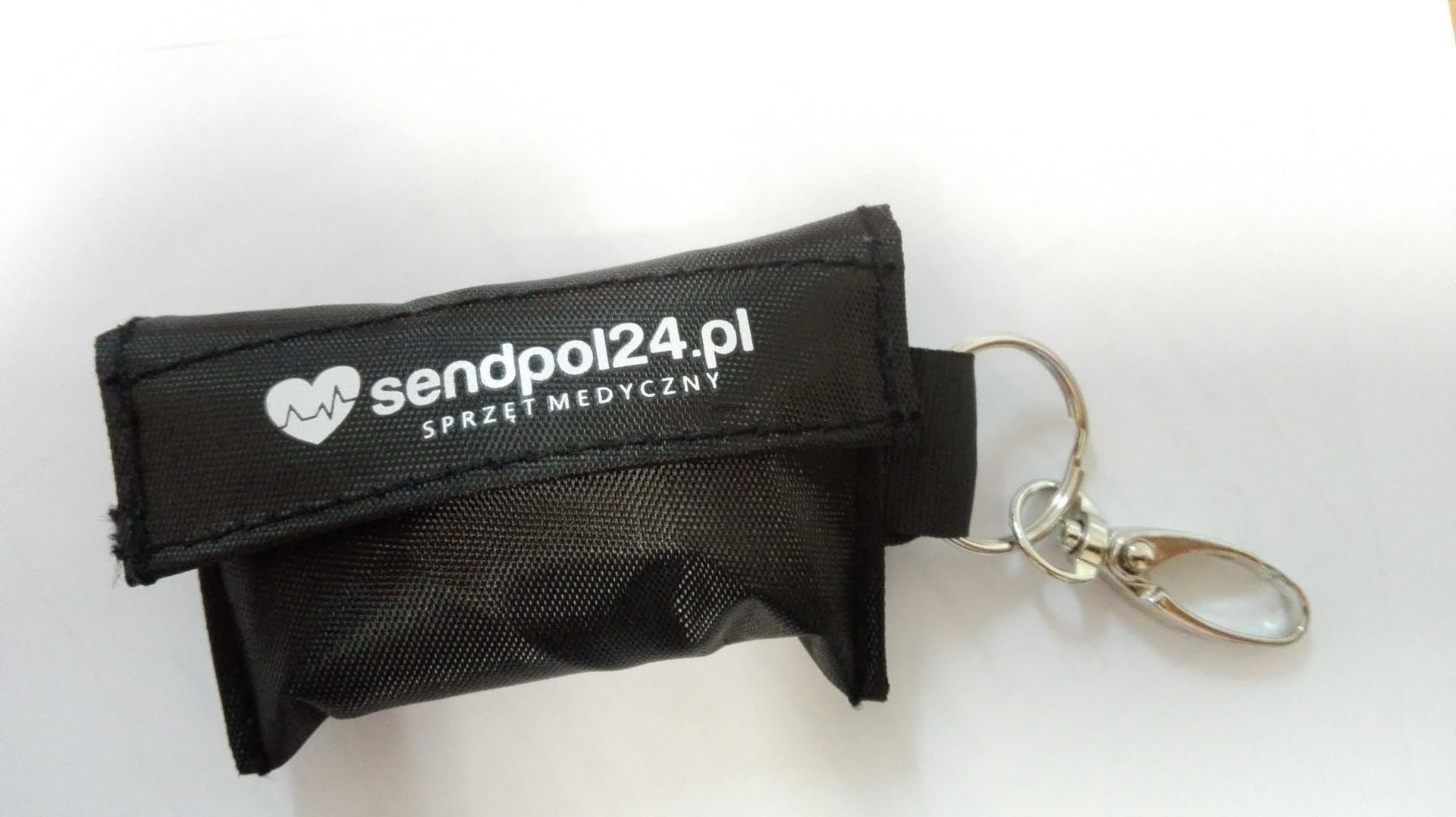 Sendpol Breloczek ratowniczy, maseczka i rękawiczki w saszetce z logo