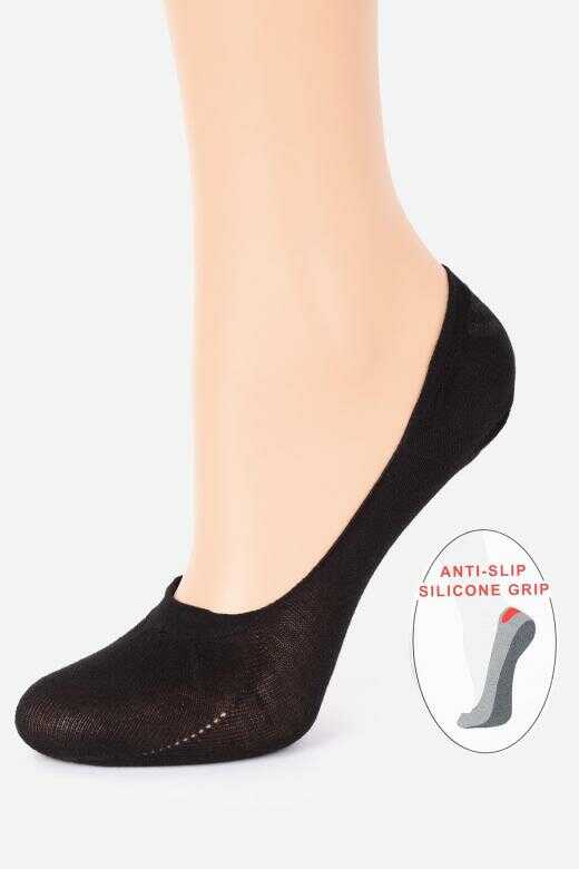 Bawełniane Stopki Damskie z Silikonem Cotton Anti-Slip Black Marilyn