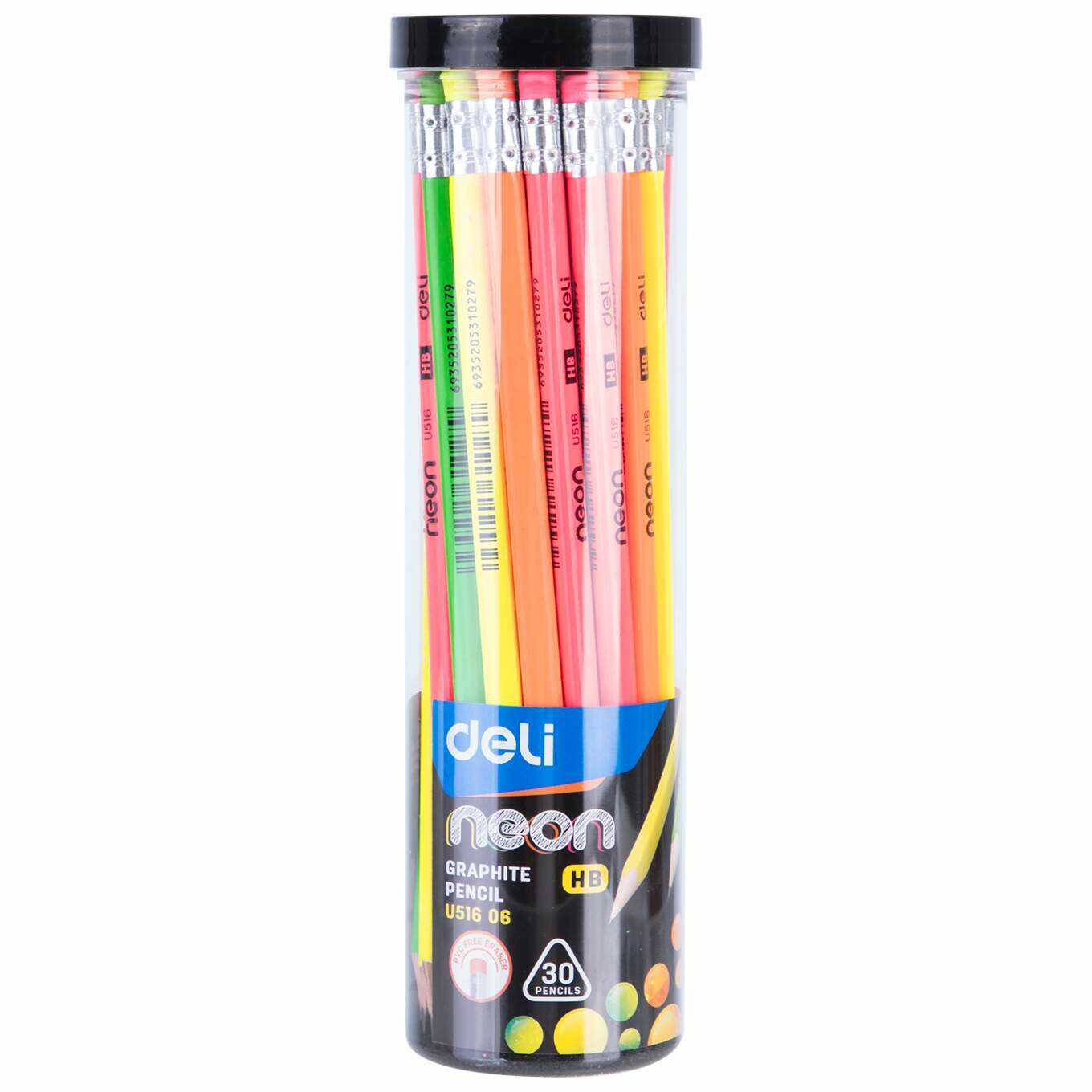 Opakowanie 30szt. ołówka HB marki Deli neonowe kolory