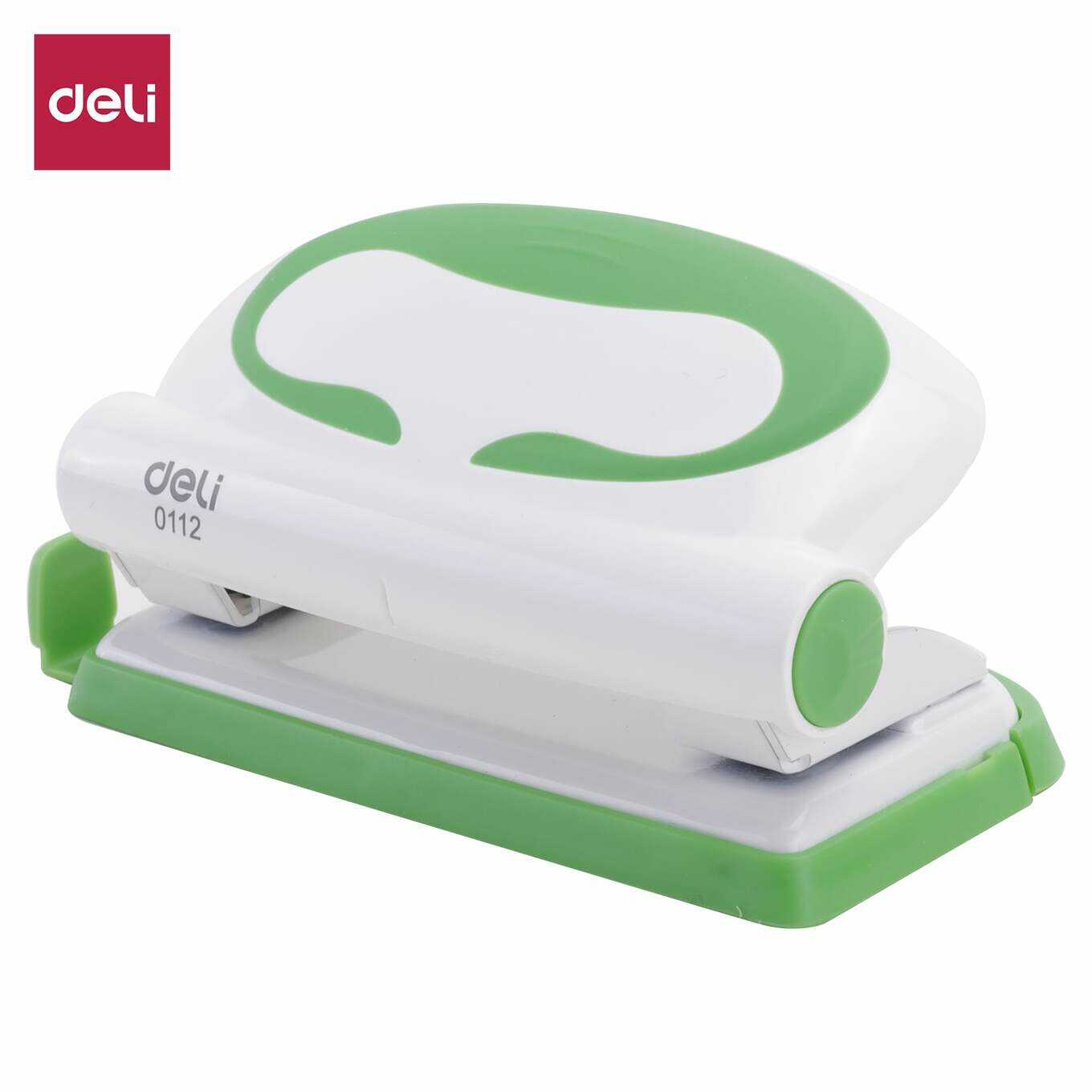Dziurkacz Deli do 10 kartek biało-zielony