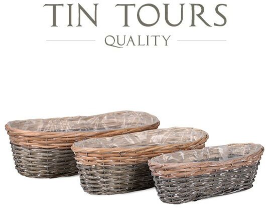 KOMPLET 3 PODŁUŻNYCH KOSZYKÓW / BALKONÓWEK