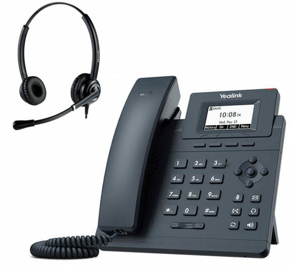 Telefon VoIP z słuchawką call center Yealink T30P + Platora Pro-D