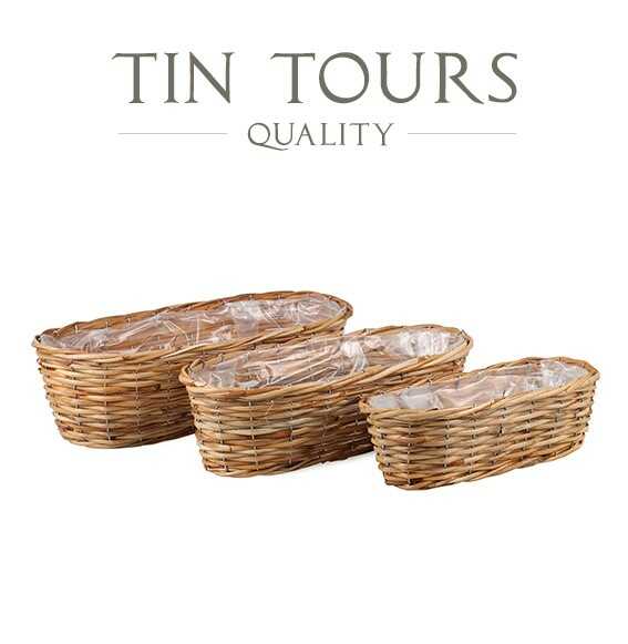 KOMPLET 3x PODŁUŻNY KOSZ RATTANOWY NA BALKON