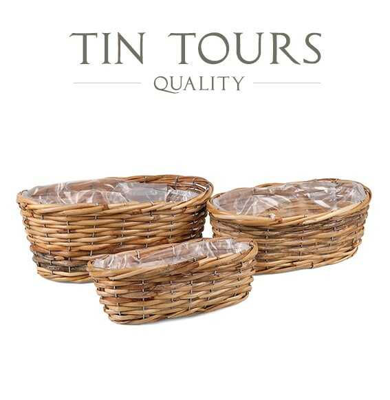 KOMPLET 3x PODŁUŻNY KOSZ RATTANOWY NA BALKON