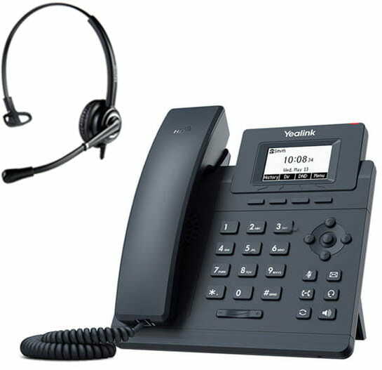 Telefon VoIP z słuchawką call center Yealink T30 + Platora Pro-M