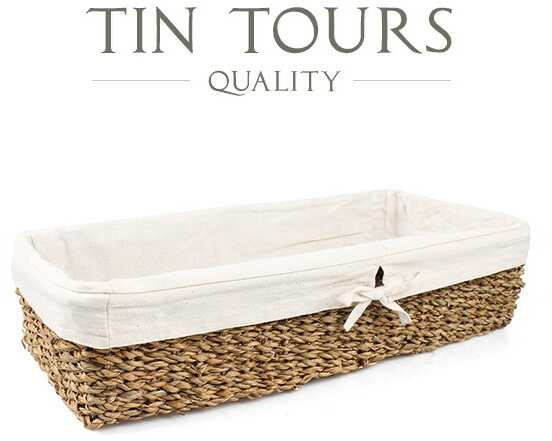 PODŁUŻNY KOSZ Z TRAWY MORSKIEJ Z MATERIAŁEM 45x22x12 cm