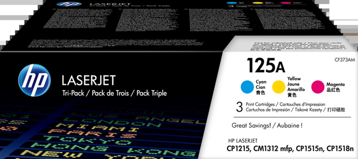 Zestaw tonerów HP 125A / CF373AM CMY do drukarek (Oryginalny) [1.4k] - 3-Pack
