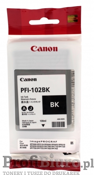 Tusz Canon PFI-102BK Black do drukarek (Oryginalny) [130ml]