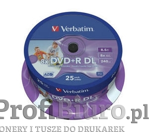 Płyty Verbatim DVD+R DL 8.5GB 8x - Spindle - 25szt. - Do Nadruku