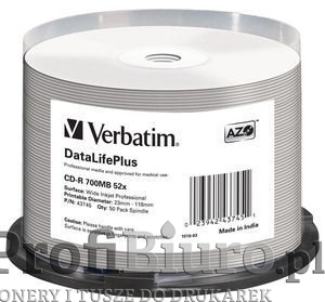 Płyty Verbatim CD-R 700MB 52x - Cake Box 50 szt. - Do nadruku