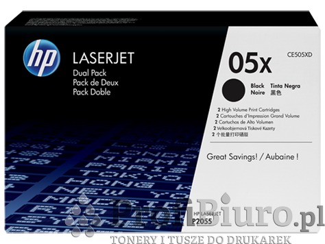 Toner HP 05X / CE505XD Czarny do drukarek HP (Oryginalny) [2x6.5k] - 2 Pack